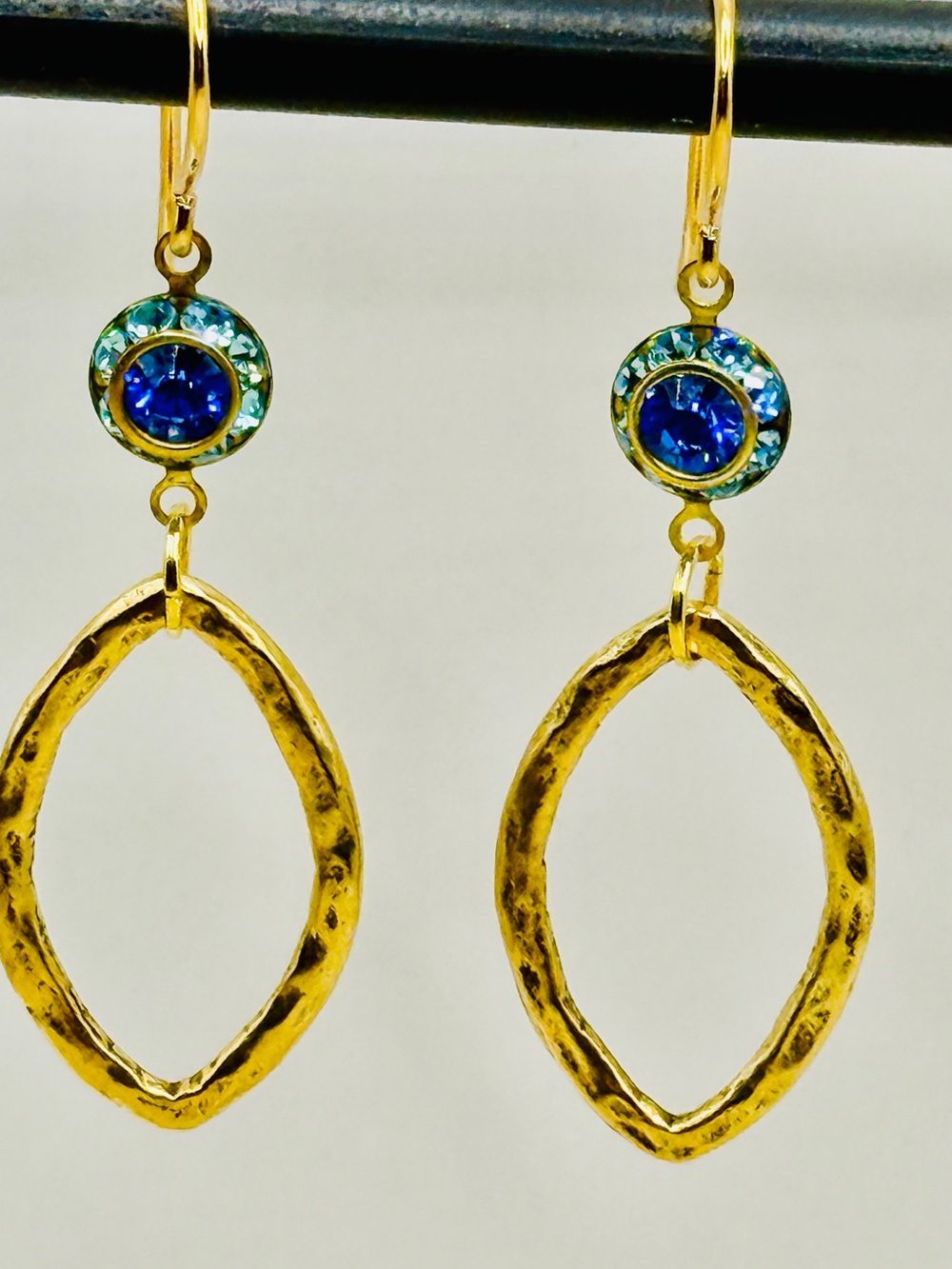 Earrings Aquamarine & Sapphire Blue Vintage drop